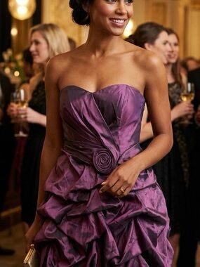 may queen couture Strapless Purple Ham Mini Dress With Rosette Size 16
